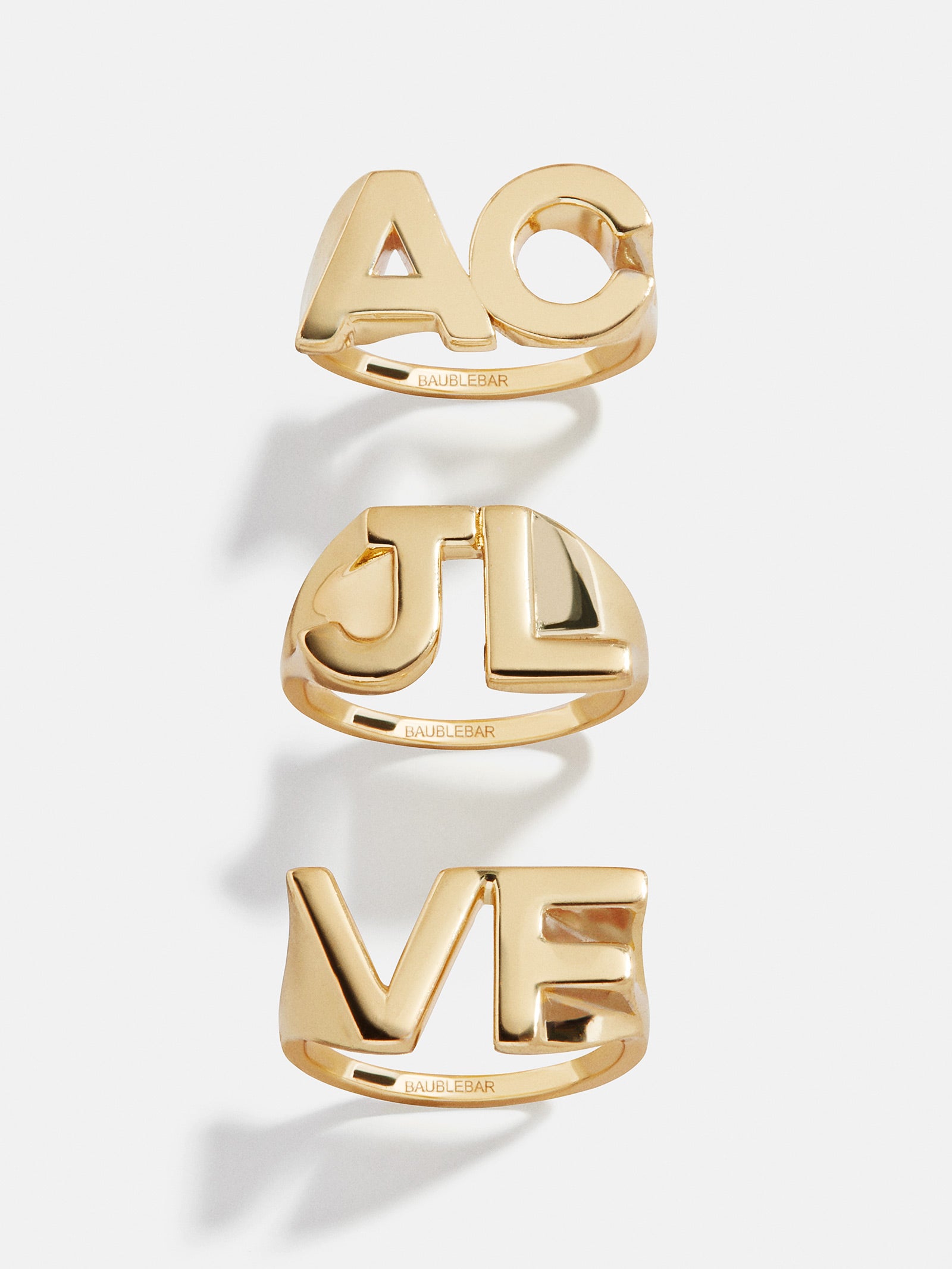 18K Gold Double Custom Initial Block Ring - 18K Gold